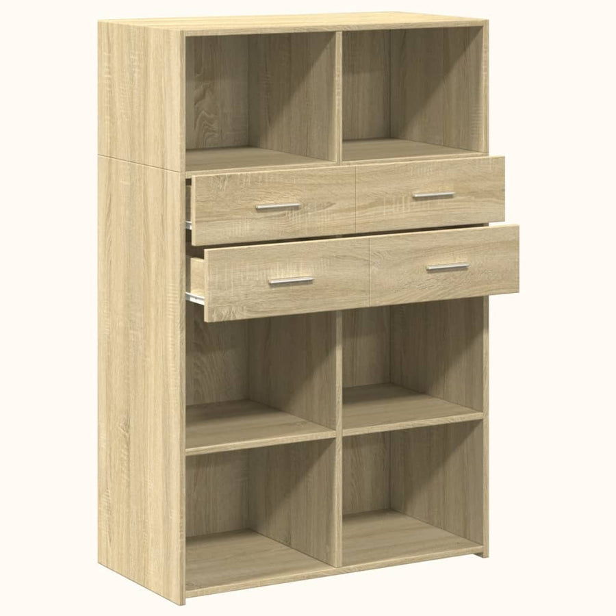 Hoge kast 80x42,5x124 cm bewerkt hout sonoma eikenkleurig