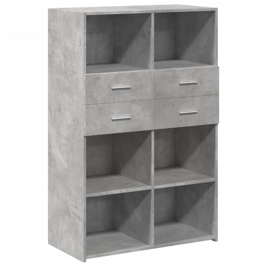 Hoge kast 80x42,5x124 cm bewerkt hout betongrijs