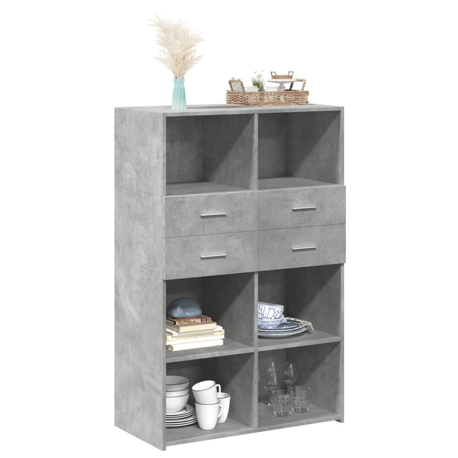Hoge kast 80x42,5x124 cm bewerkt hout betongrijs