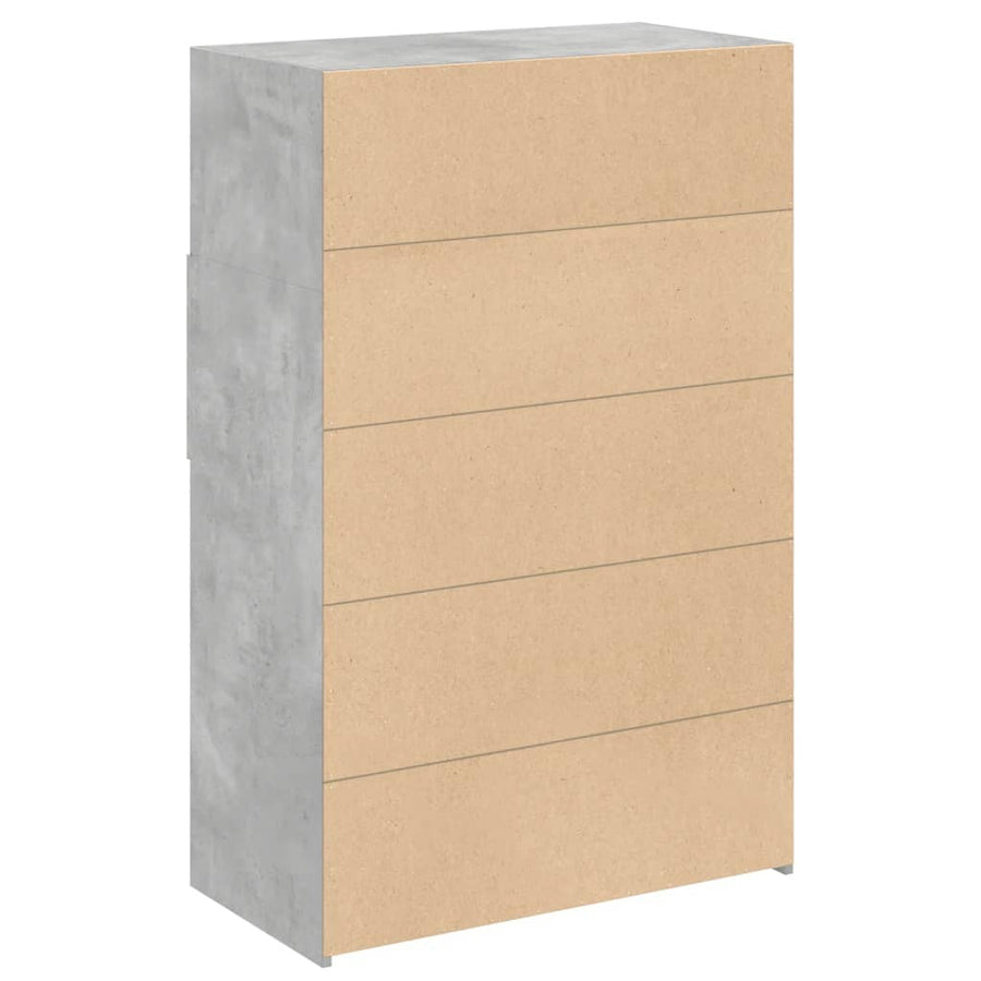 Hoge kast 80x42,5x124 cm bewerkt hout betongrijs