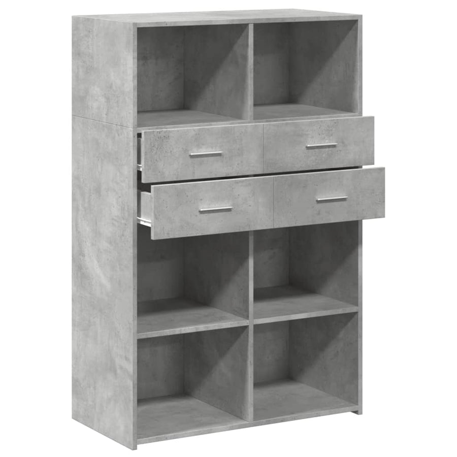 Hoge kast 80x42,5x124 cm bewerkt hout betongrijs