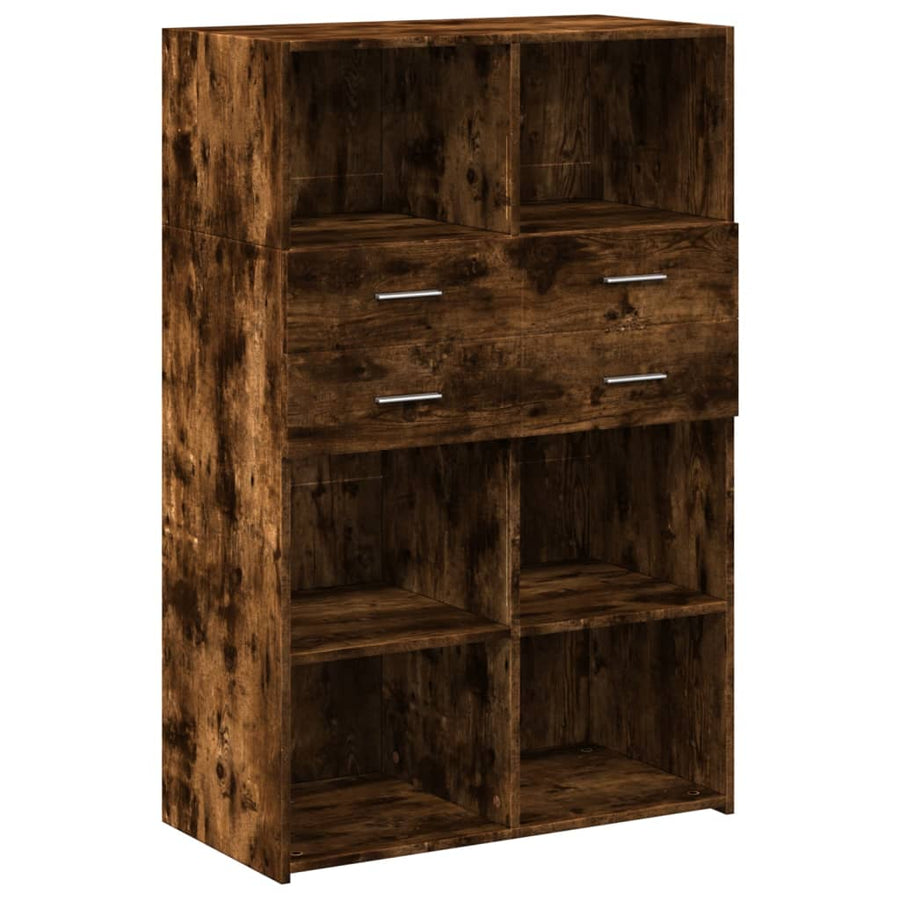 Hoge kast 80x42,5x124 cm bewerkt hout gerookt eikenkleurig