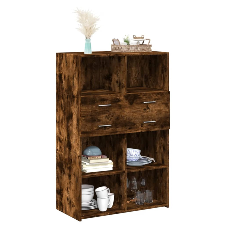 Hoge kast 80x42,5x124 cm bewerkt hout gerookt eikenkleurig