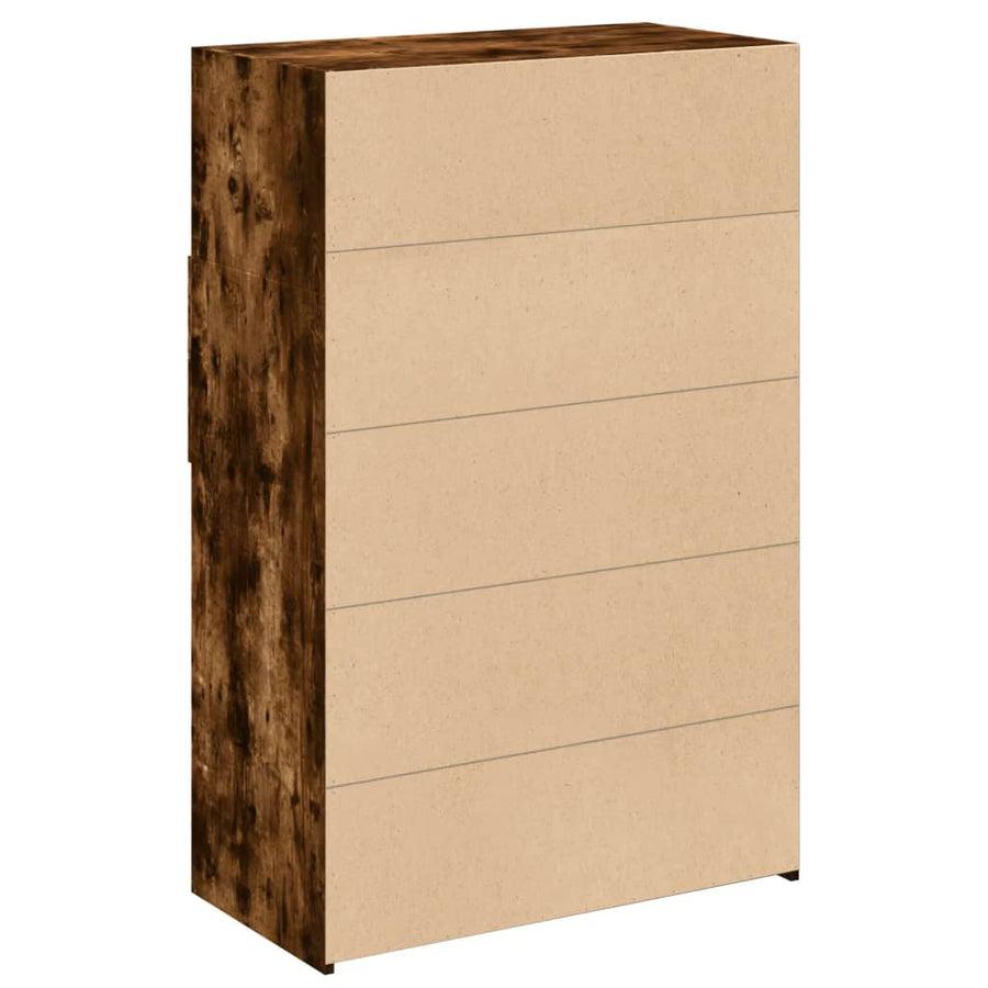 Hoge kast 80x42,5x124 cm bewerkt hout gerookt eikenkleurig