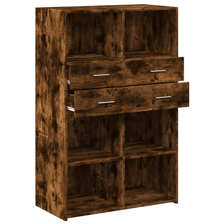 Hoge kast 80x42,5x124 cm bewerkt hout gerookt eikenkleurig