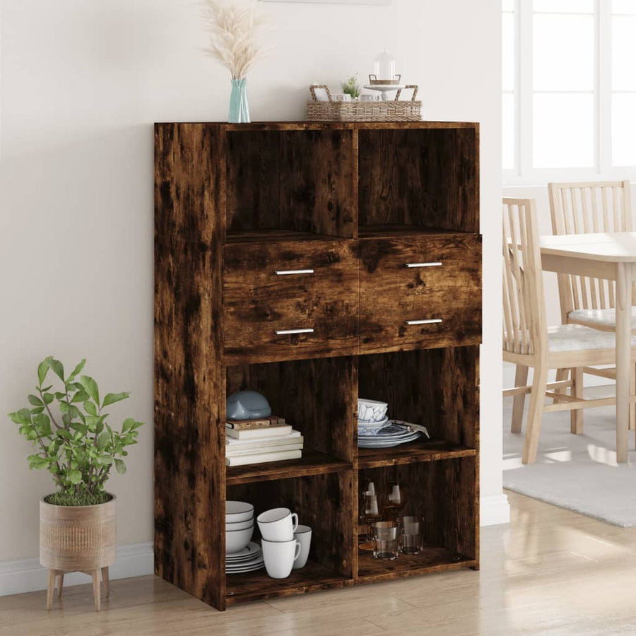 Hoge kast 80x42,5x124 cm bewerkt hout gerookt eikenkleurig