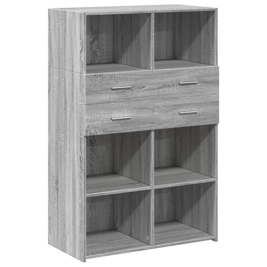 Hoge kast 80x42,5x124 cm bewerkt hout grijs sonoma eikenkleurig