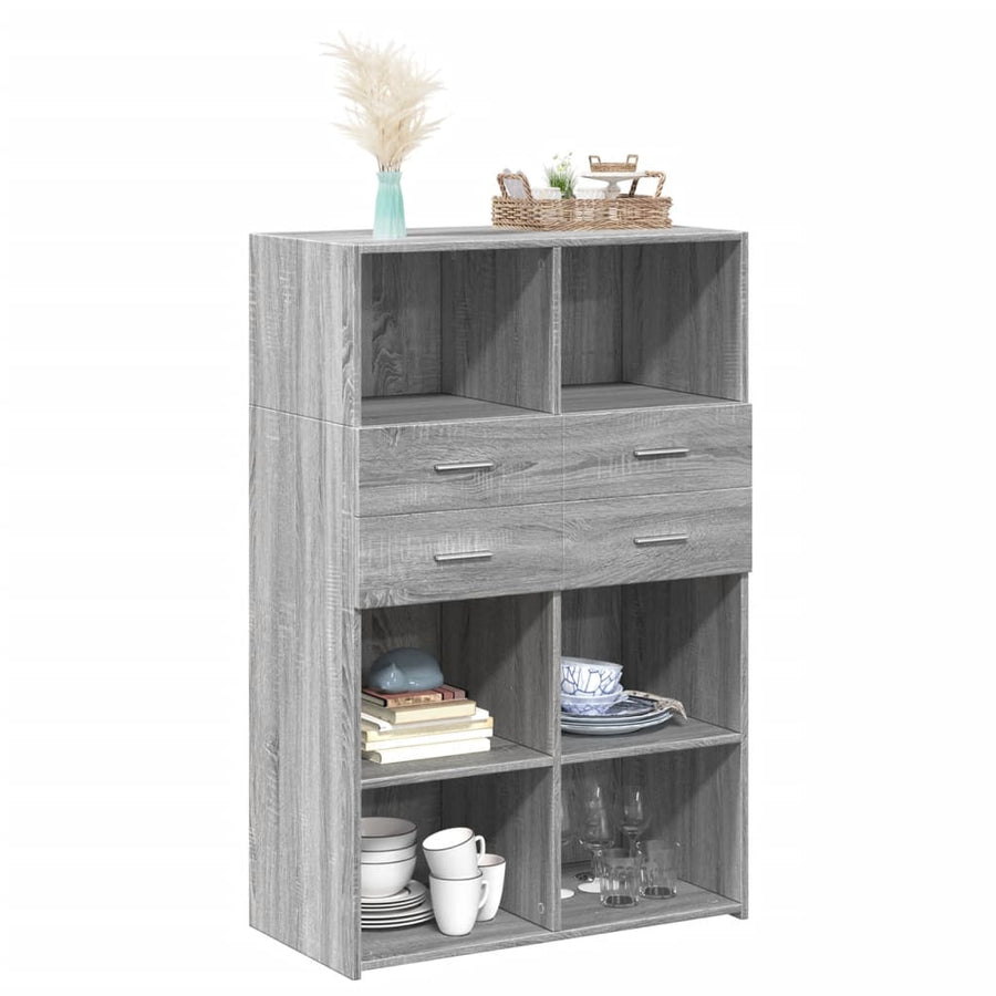 Hoge kast 80x42,5x124 cm bewerkt hout grijs sonoma eikenkleurig