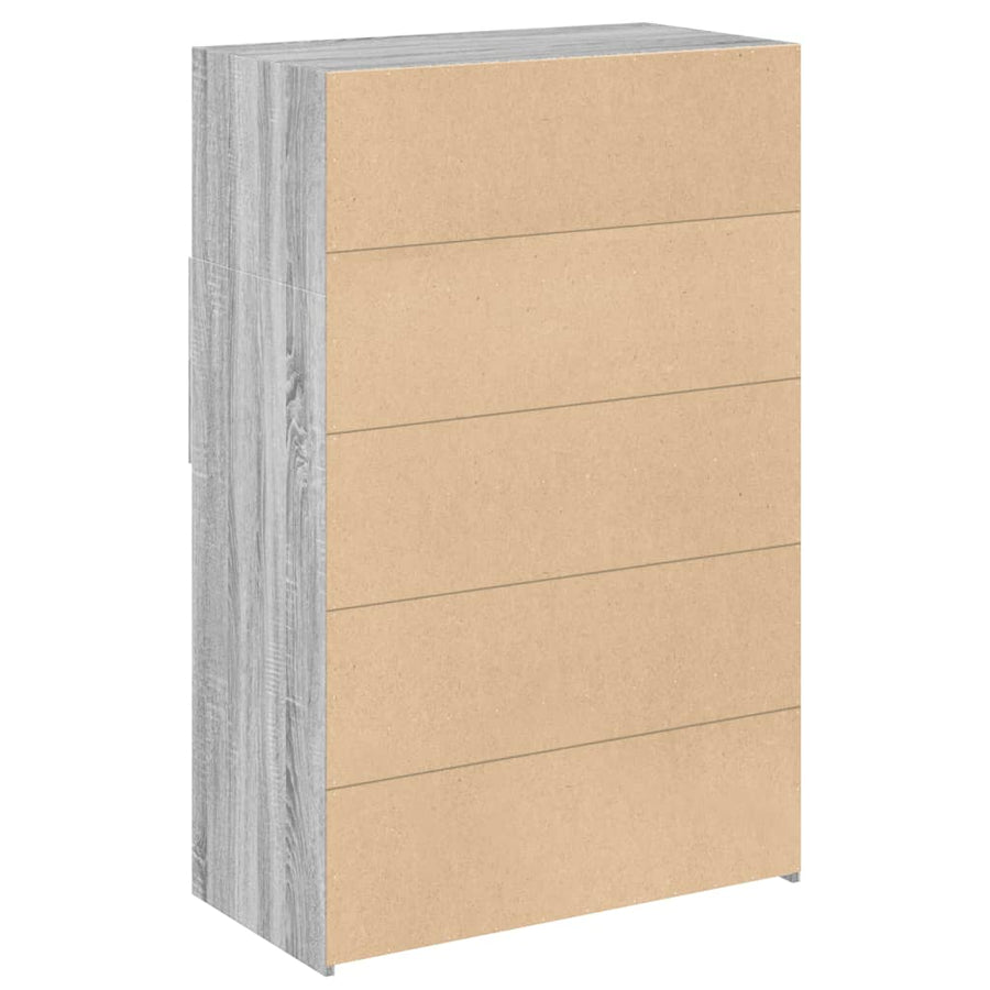 Hoge kast 80x42,5x124 cm bewerkt hout grijs sonoma eikenkleurig