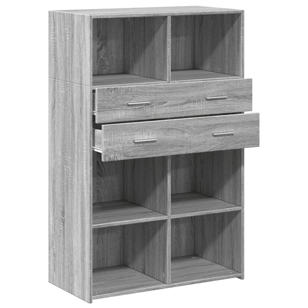 Hoge kast 80x42,5x124 cm bewerkt hout grijs sonoma eikenkleurig