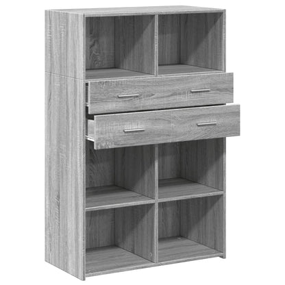 Hoge kast 80x42,5x124 cm bewerkt hout grijs sonoma eikenkleurig