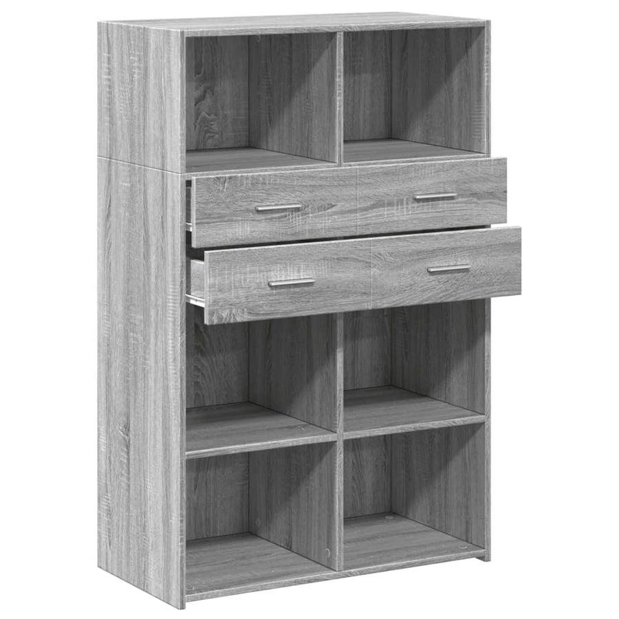 Hoge kast 80x42,5x124 cm bewerkt hout grijs sonoma eikenkleurig
