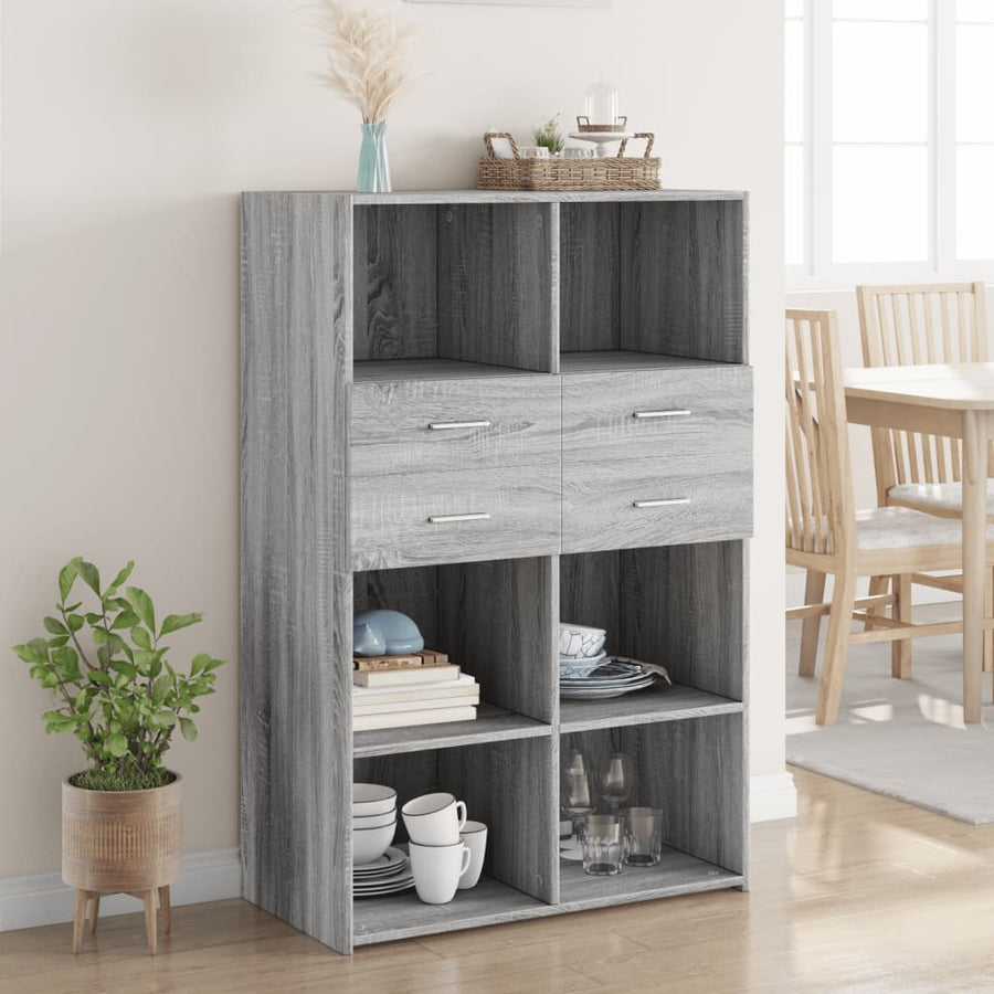 Hoge kast 80x42,5x124 cm bewerkt hout grijs sonoma eikenkleurig