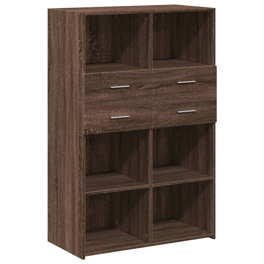 Hoge kast 80x42,5x124 cm bewerkt hout bruin eikenkleurig