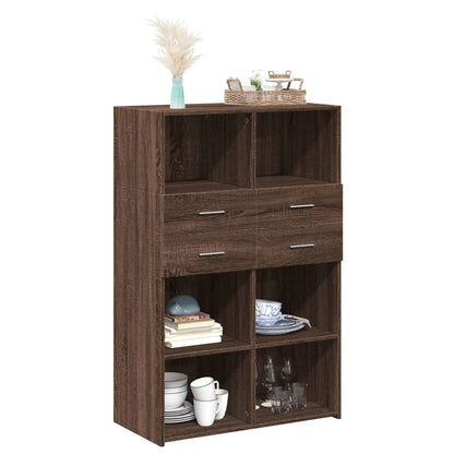 Hoge kast 80x42,5x124 cm bewerkt hout bruin eikenkleurig