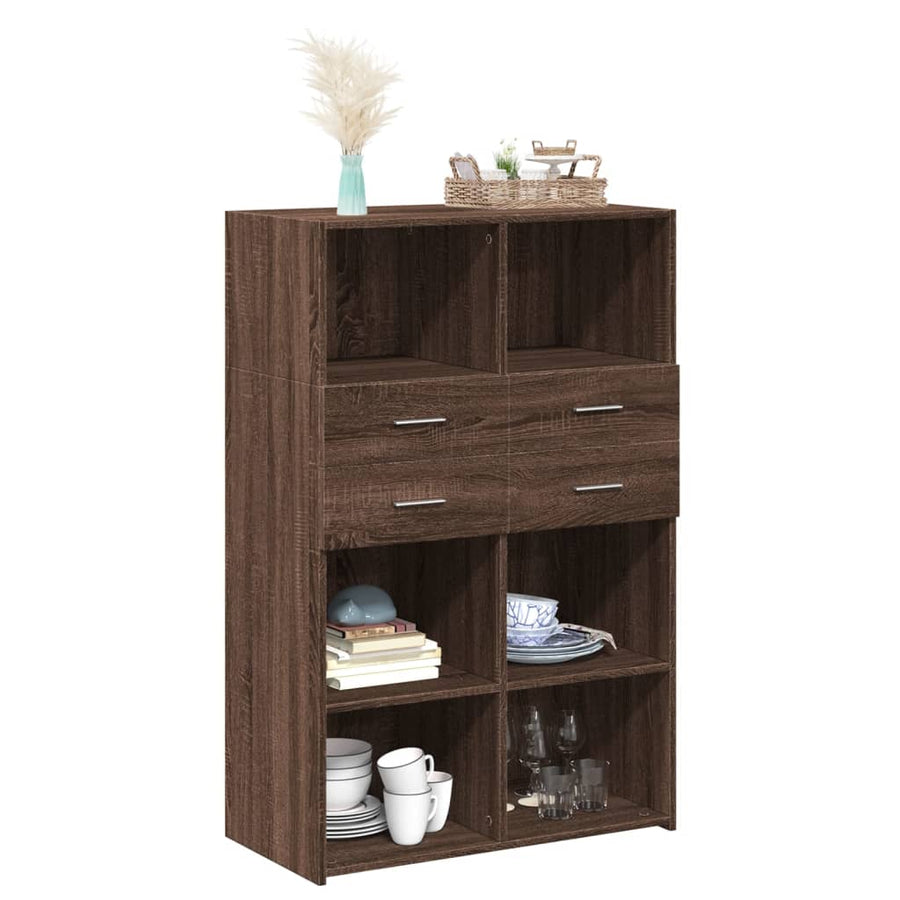 Hoge kast 80x42,5x124 cm bewerkt hout bruin eikenkleurig