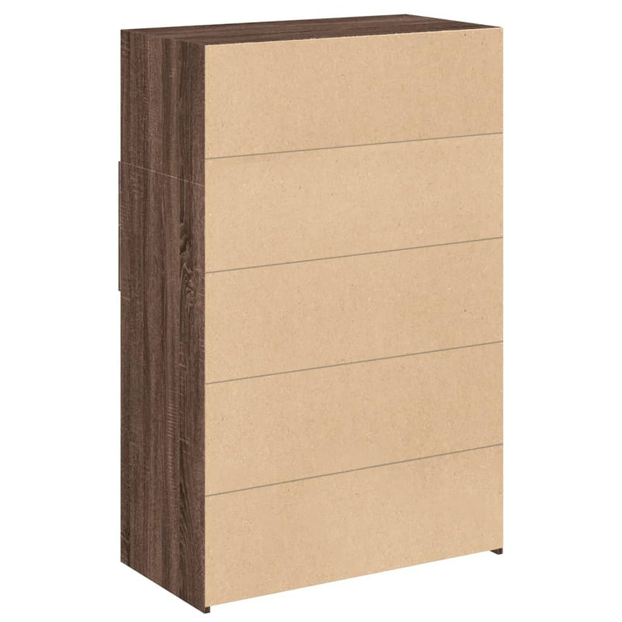 Hoge kast 80x42,5x124 cm bewerkt hout bruin eikenkleurig