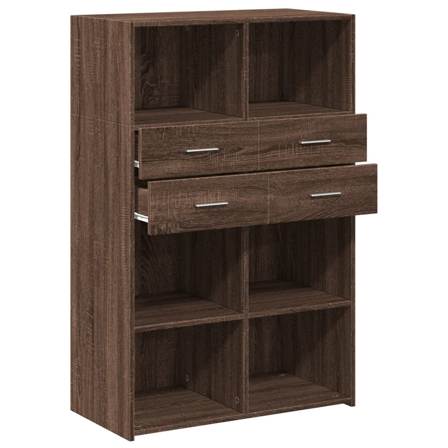Hoge kast 80x42,5x124 cm bewerkt hout bruin eikenkleurig