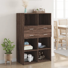 Hoge kast 80x42,5x124 cm bewerkt hout bruin eikenkleurig