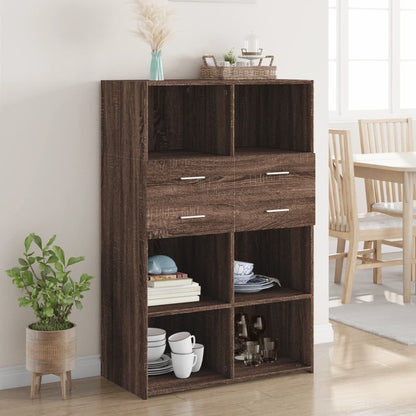 Hoge kast 80x42,5x124 cm bewerkt hout bruin eikenkleurig