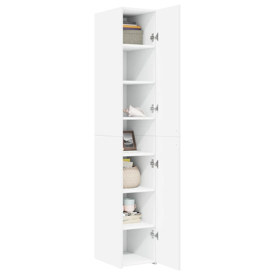 Hoge kast 30x42,5x185 cm bewerkt hout wit