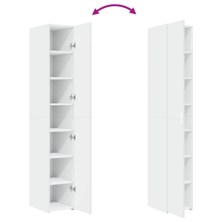 Hoge kast 30x42,5x185 cm bewerkt hout wit