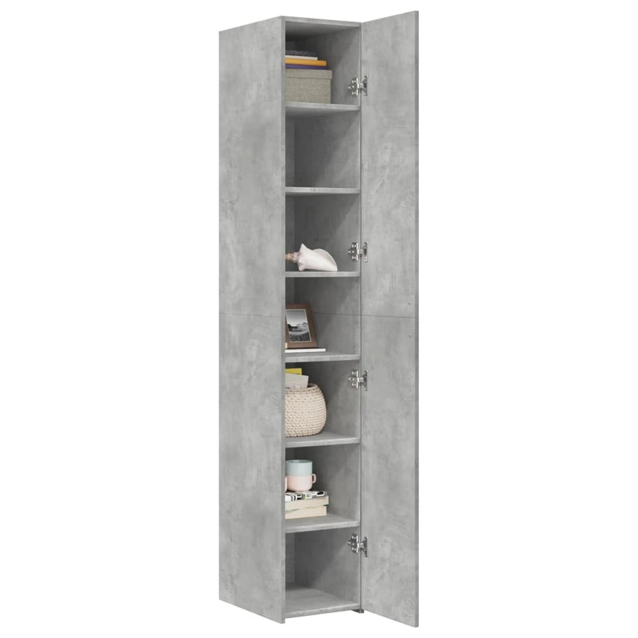 Hoge kast 30x42,5x185 cm bewerkt hout betongrijs