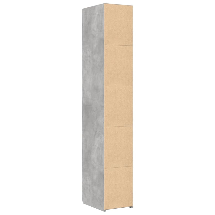 Hoge kast 30x42,5x185 cm bewerkt hout betongrijs