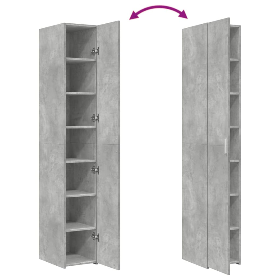 Hoge kast 30x42,5x185 cm bewerkt hout betongrijs