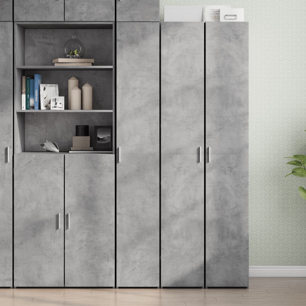Hoge kast 30x42,5x185 cm bewerkt hout betongrijs