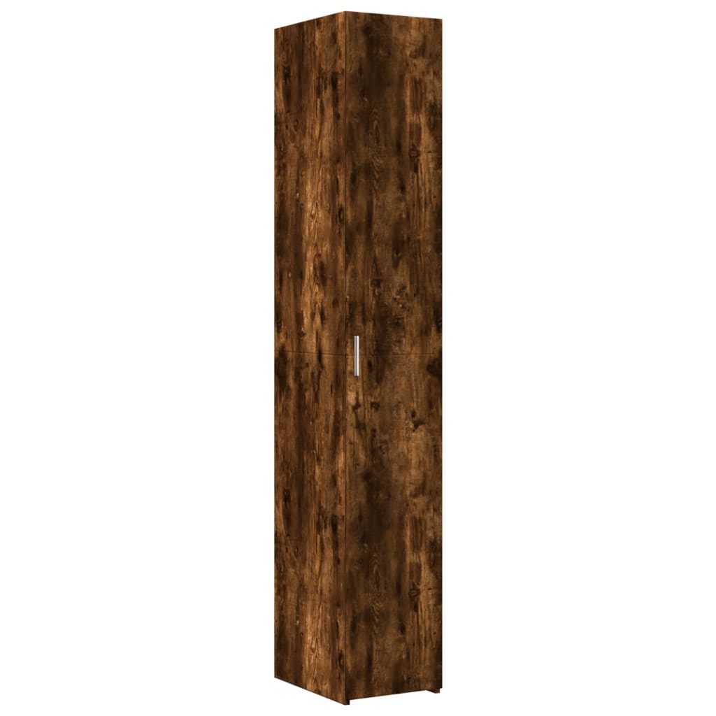 Hoge kast 30x42,5x185 cm bewerkt hout gerookt eikenkleurig