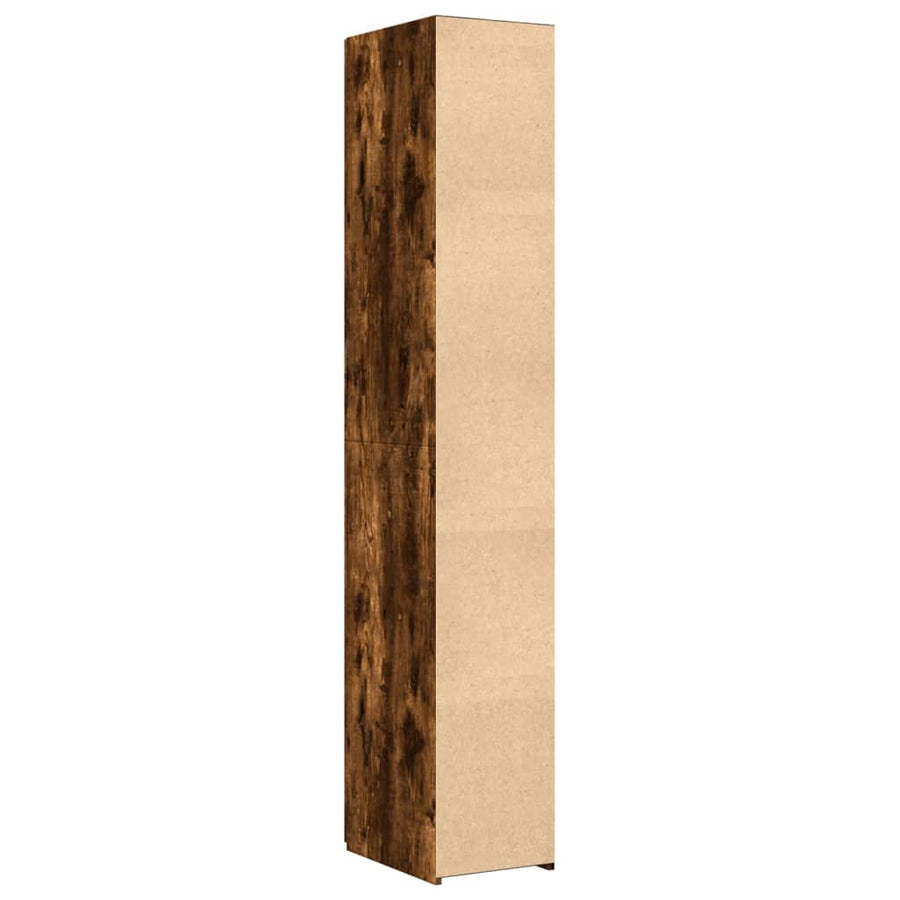 Hoge kast 30x42,5x185 cm bewerkt hout gerookt eikenkleurig
