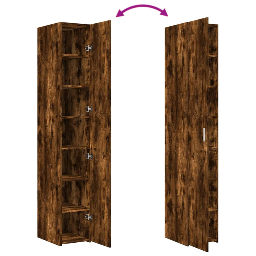 Hoge kast 30x42,5x185 cm bewerkt hout gerookt eikenkleurig