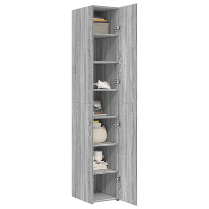 Hoge kast 30x42,5x185 cm bewerkt hout grijs sonoma eikenkleur