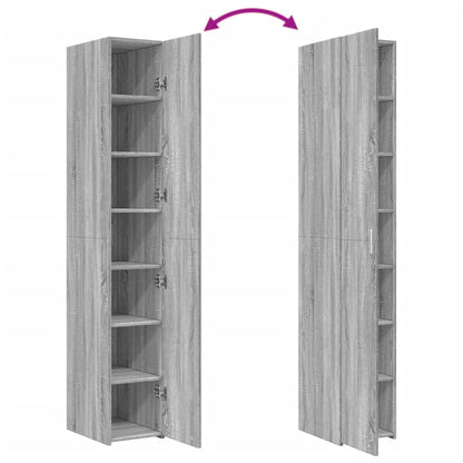 Hoge kast 30x42,5x185 cm bewerkt hout grijs sonoma eikenkleur