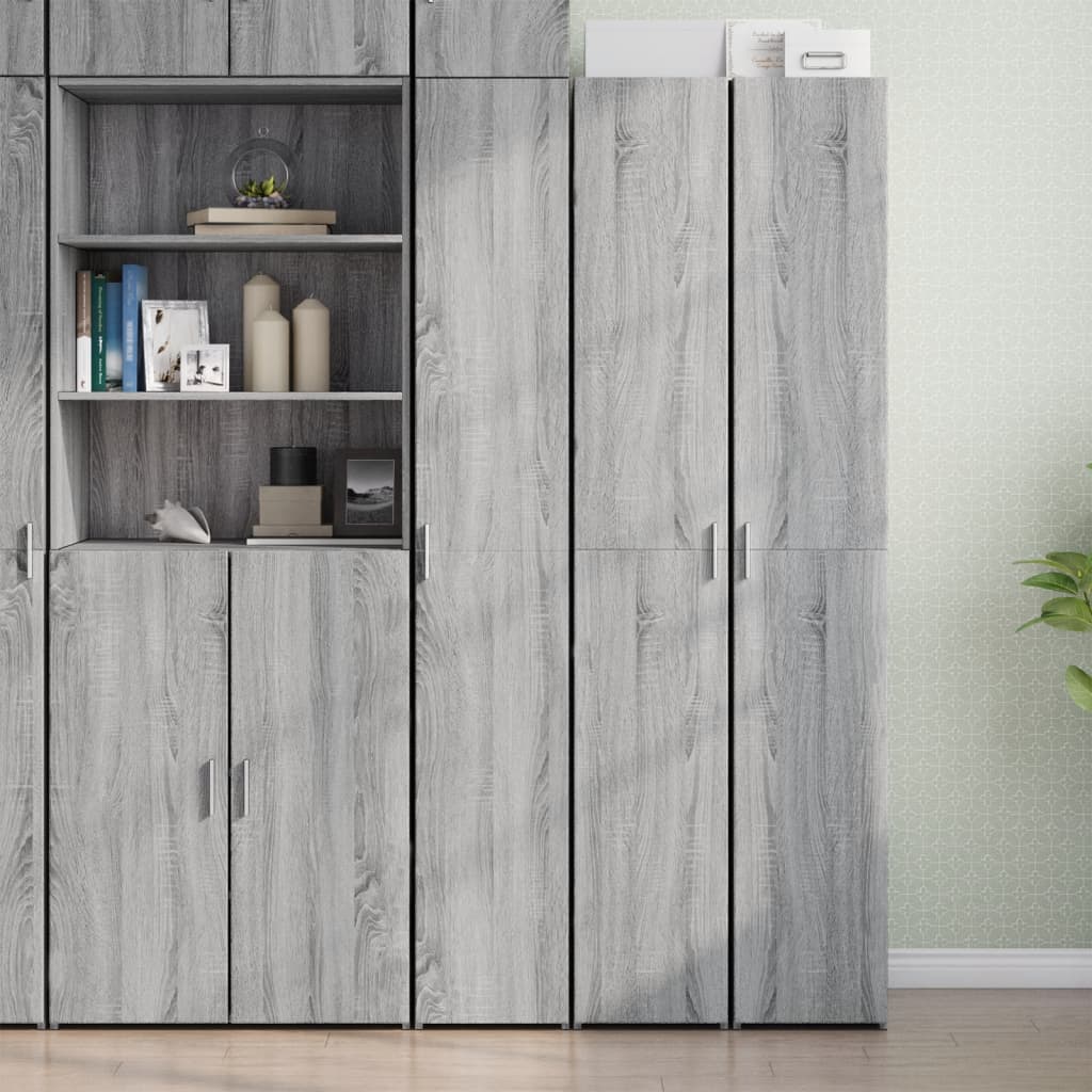 Hoge kast 30x42,5x185 cm bewerkt hout grijs sonoma eikenkleur