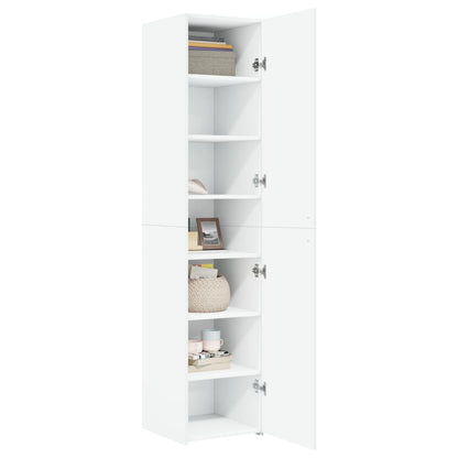 Hoge kast 40x42,5x185 cm bewerkt hout wit