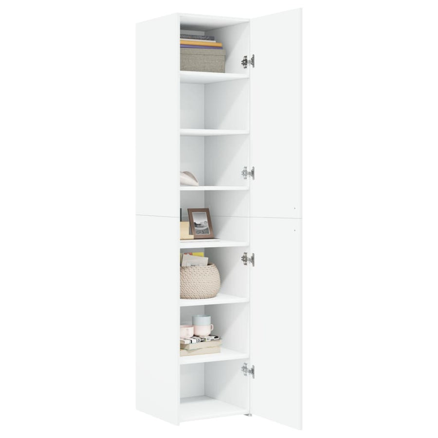 Hoge kast 40x42,5x185 cm bewerkt hout wit