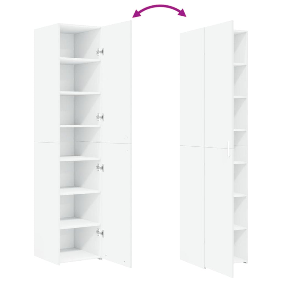 Hoge kast 40x42,5x185 cm bewerkt hout wit