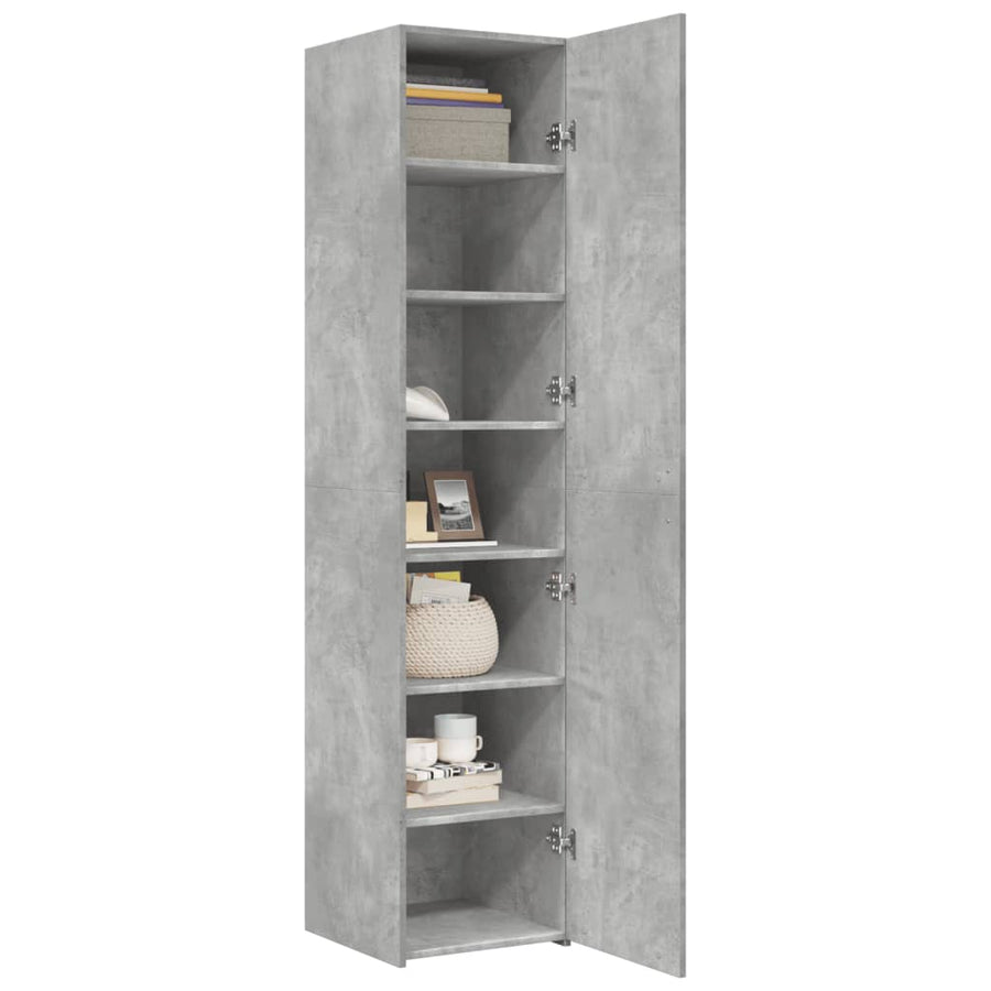 Hoge kast 40x42,5x185 cm bewerkt hout betongrijs