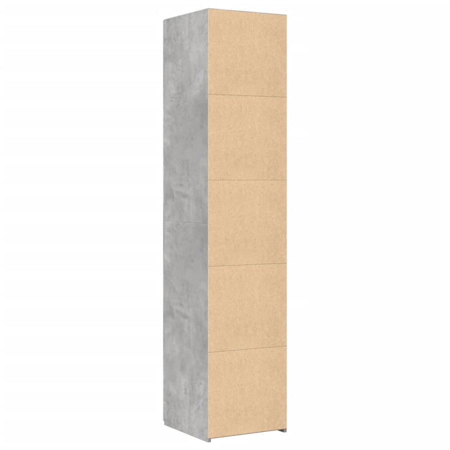 Hoge kast 40x42,5x185 cm bewerkt hout betongrijs