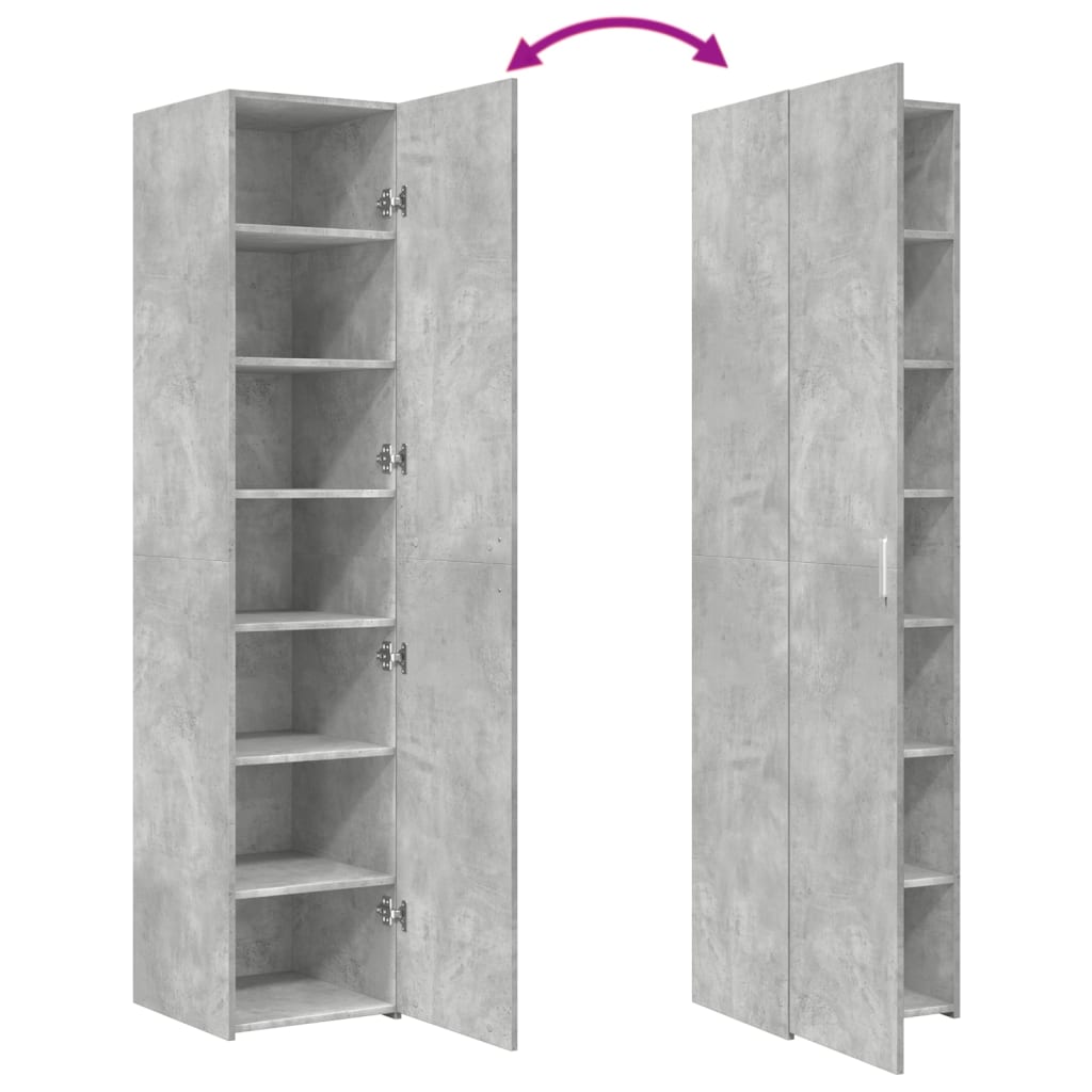 Hoge kast 40x42,5x185 cm bewerkt hout betongrijs