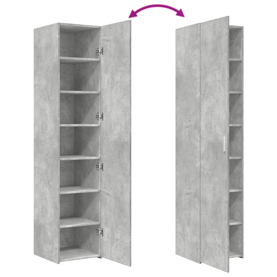 Hoge kast 40x42,5x185 cm bewerkt hout betongrijs