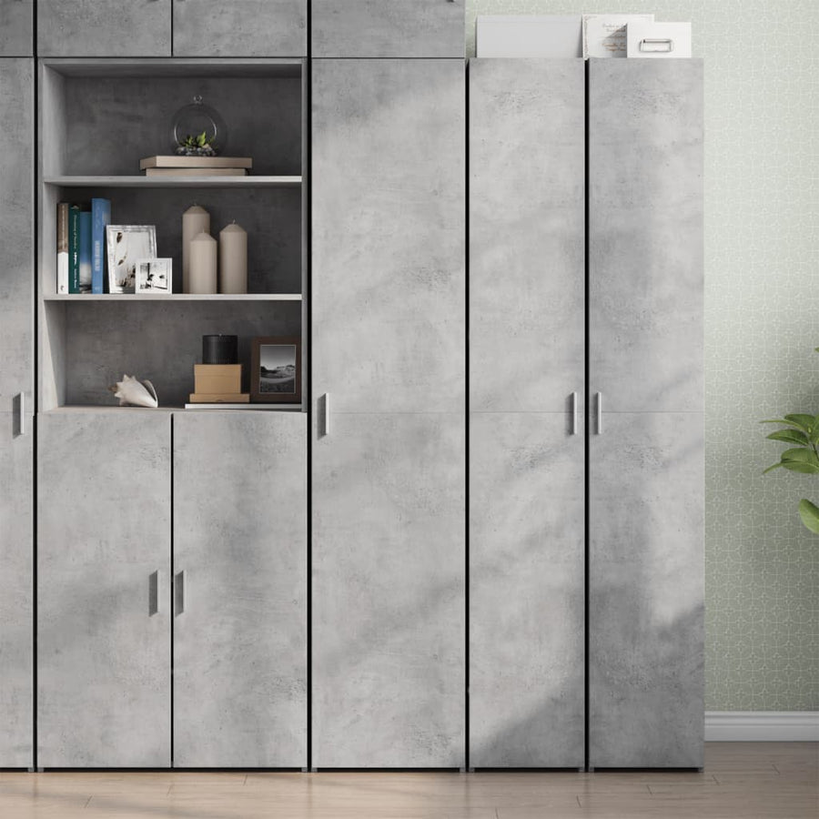 Hoge kast 40x42,5x185 cm bewerkt hout betongrijs