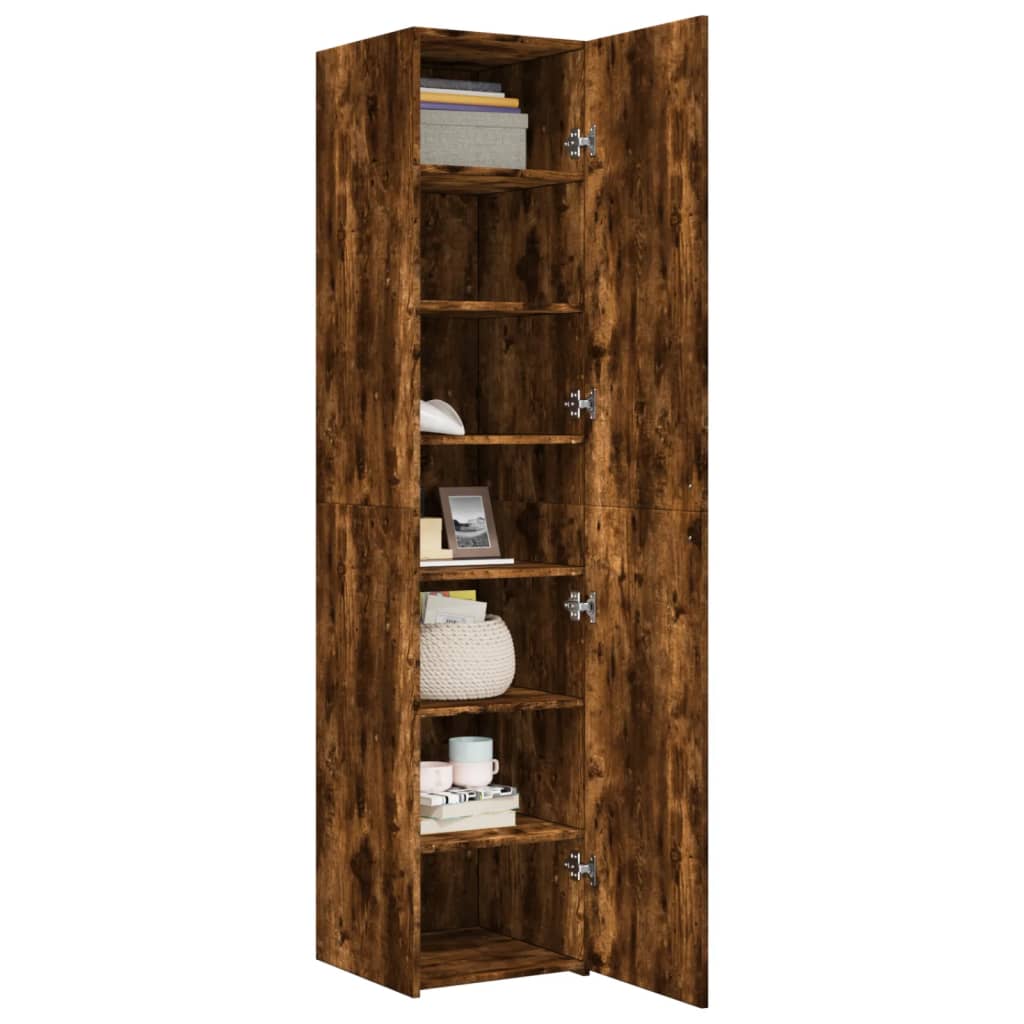 Hoge kast 40x42,5x185 cm bewerkt hout gerookt eikenkleurig