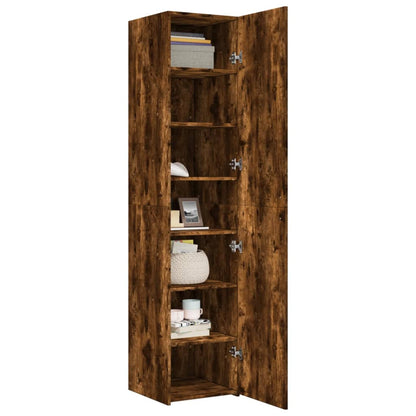 Hoge kast 40x42,5x185 cm bewerkt hout gerookt eikenkleurig