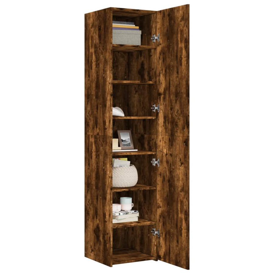 Hoge kast 40x42,5x185 cm bewerkt hout gerookt eikenkleurig