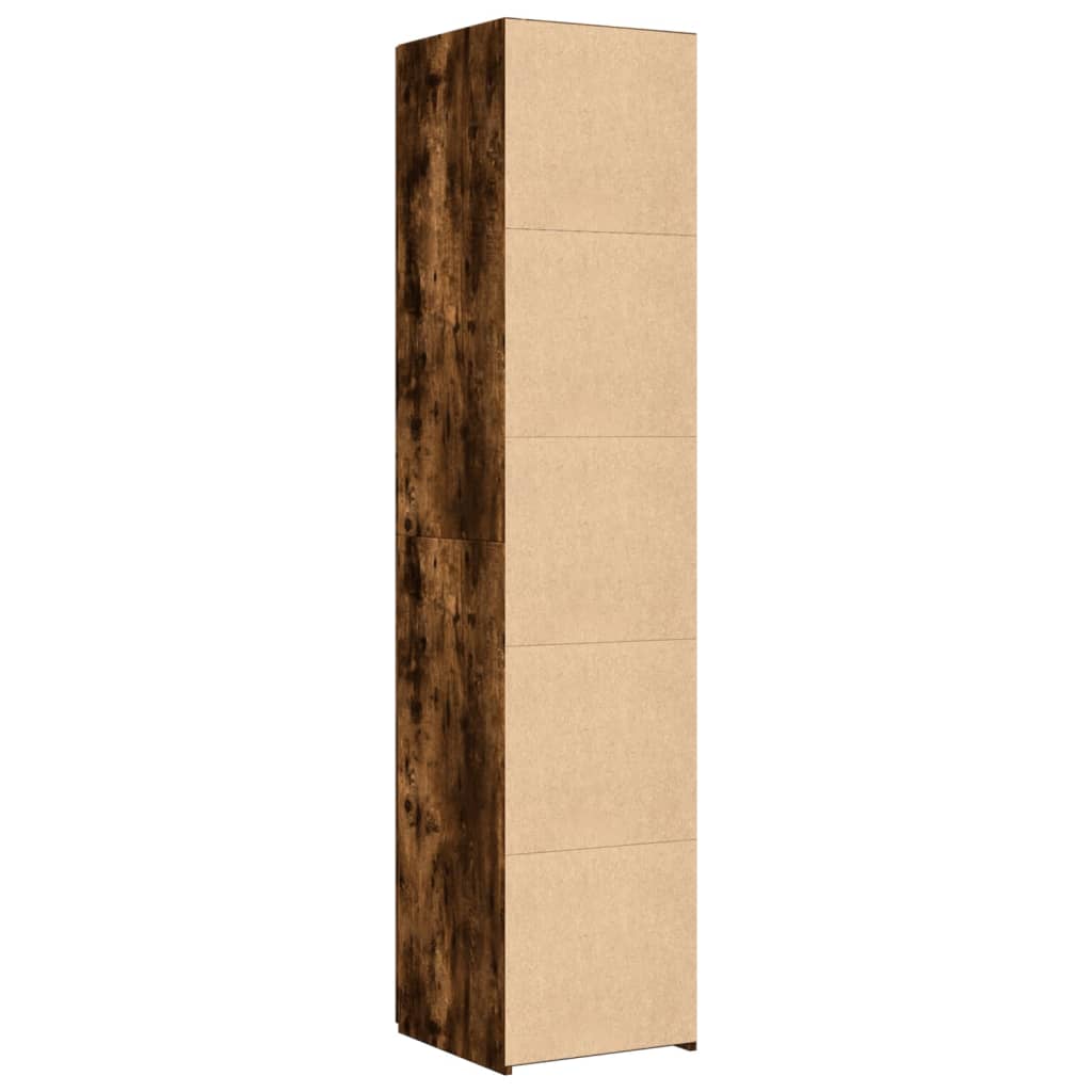 Hoge kast 40x42,5x185 cm bewerkt hout gerookt eikenkleurig