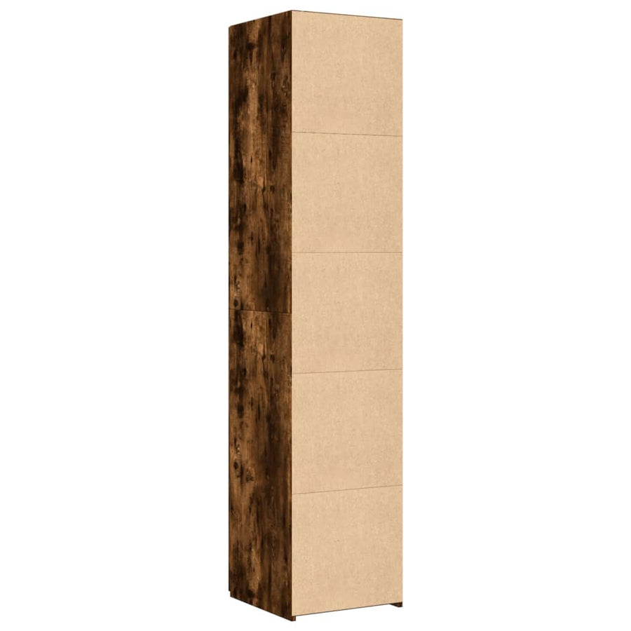 Hoge kast 40x42,5x185 cm bewerkt hout gerookt eikenkleurig