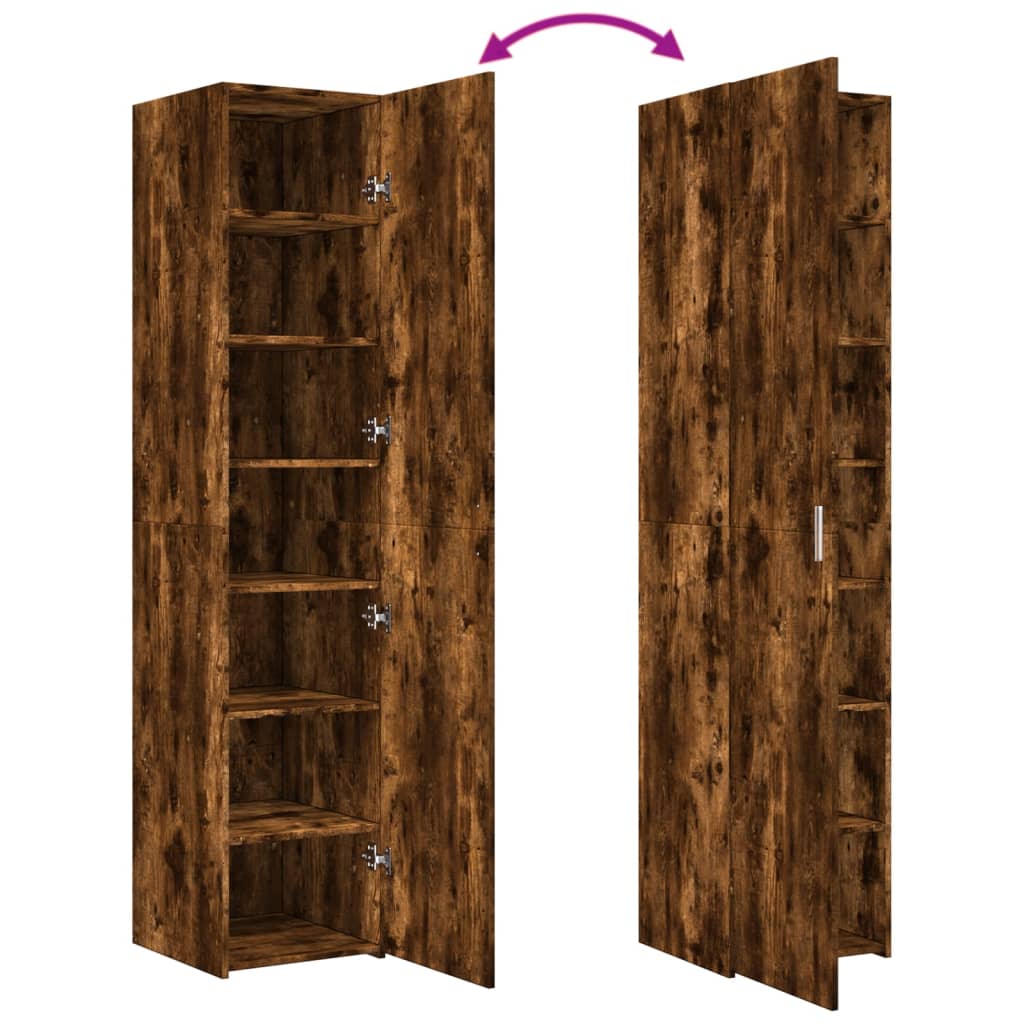 Hoge kast 40x42,5x185 cm bewerkt hout gerookt eikenkleurig
